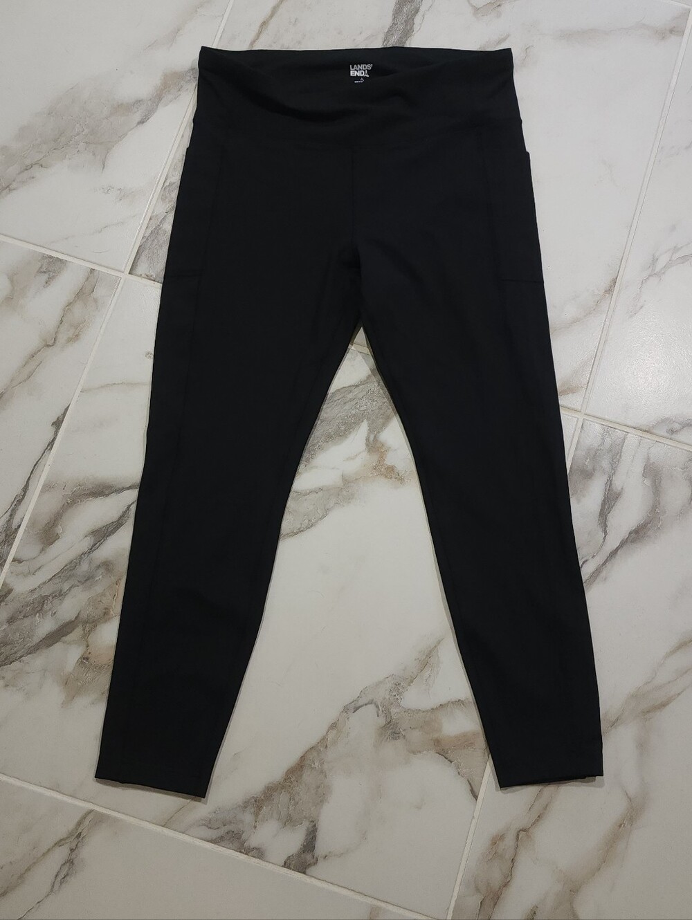 Lands' End Womans Black Performance Leggings - Large